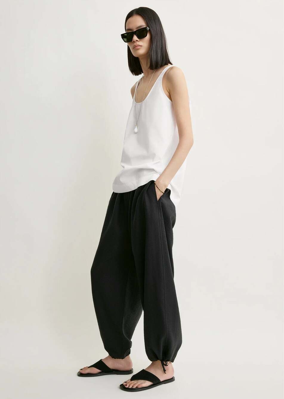 NWT TOTEME Black Elastic Waist Parachute Trousers Womens 32 / US 0 Quiet Luxury